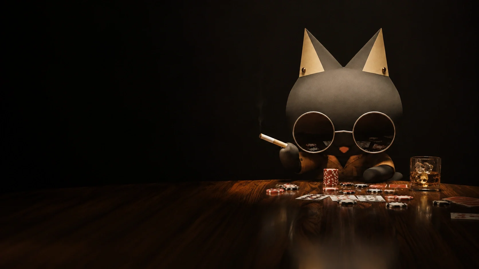 Gamble Cat across the table